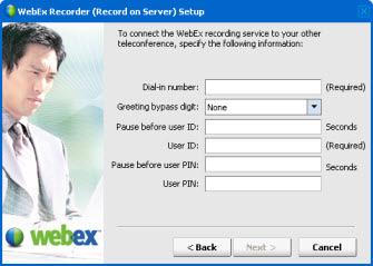 If you are not already connected to the other teleconference, a WebEx Recorder