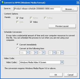 Chapter 3: Playing, downloading, and converting recordings Converting recordings to Windows Media format To download recordings and convert them to Windows Media (WMV) format: 1 Download the