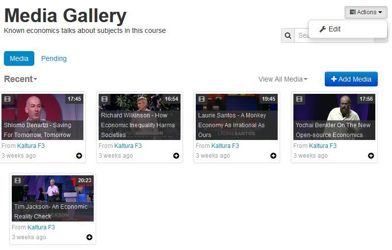 Managing a Cmmunity Media Gallery In the Media Gallery, select Edit frm the Actins drp dwn menu.