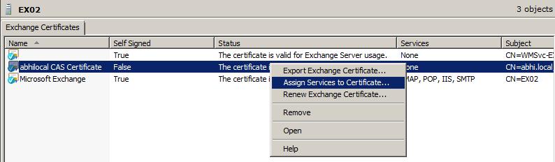 So now our certificate has a valid status for exchange server usage, bit it haven t configure for any