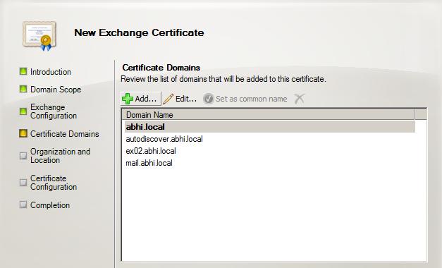 in the list of certificate domain and click next.