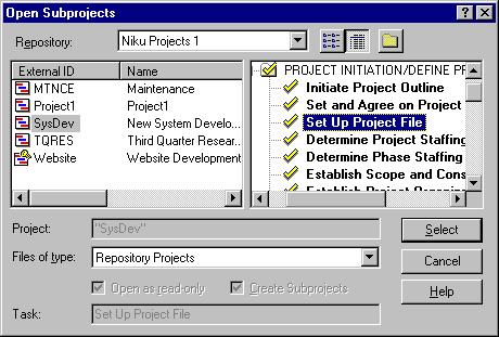 Working with Multiple Projects Establishing Master and Sub-project Relationships Inserting sub-projects from a view When you insert part of a project as a sub-project, it is automatically inserted as