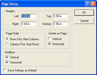 Getting Started Printing Setting Up a Page Use the Page Setup dialog box to define page margins, alignment, ordering, and other page attributes prior to printing.