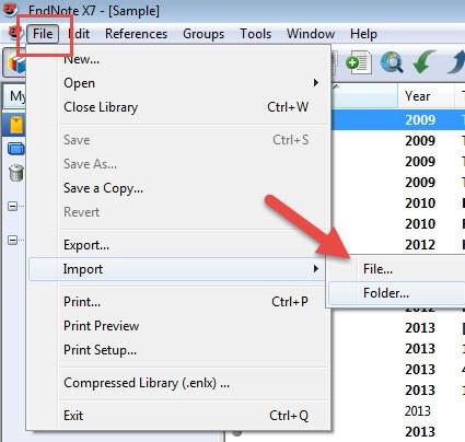 option, select Import and File Select