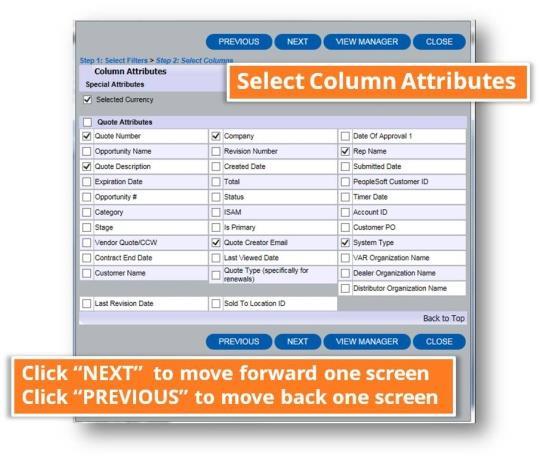 Choose the desired attributes to filter for your new View, and select