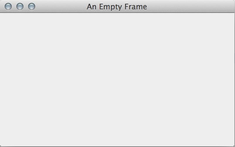 Figure 16.1.2: Screenshot of empty application window. Constructing a JFrame object does not immediately display a frame.