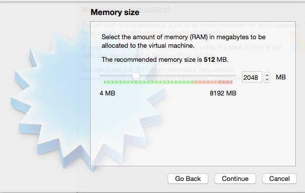 4. Set the Memory size to be 2048.