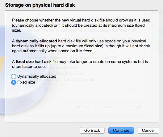 On the Hard disk page, select the option to Create a virtual hard