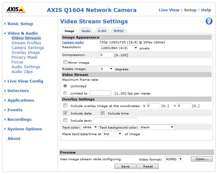 AXIS RECOMMENDED SETTINGS FOR Q1604 CAMERA INITIAL CAMERA SETUP 1. Log onto the camera directly. Axis cameras default IP Address is: 192.168.0.90. 2.