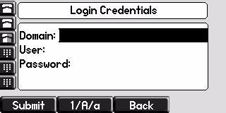Using the Advanced Features of Your Phone To re-submit or enter your login credentials: 1. Press, then select Settings > Basic> Login Credentials. The Login Credentials Domain screen displays. 2.