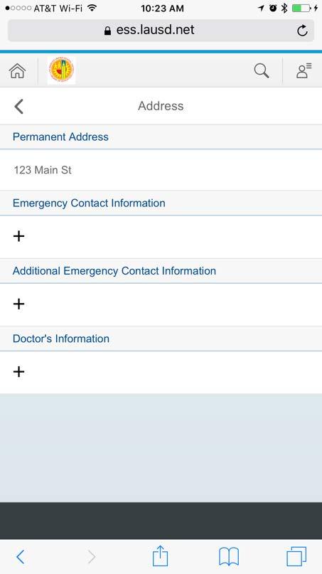 It displays overview of my profile which includes Permanent Address, Emergency Contact Information, Additional Emergency Contact Information and Doctor s Information.