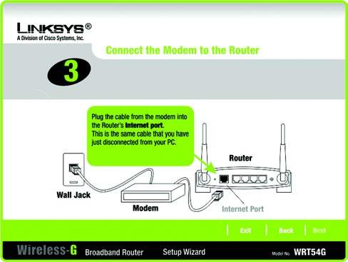 6. The Setup Wizard will ask you to connect your broadband modem to the Router.