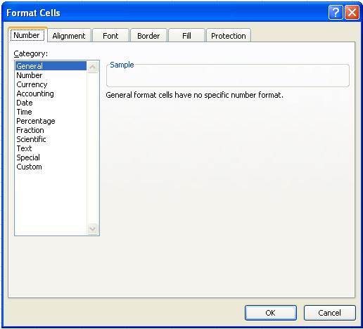 The Format Cells Dialog
