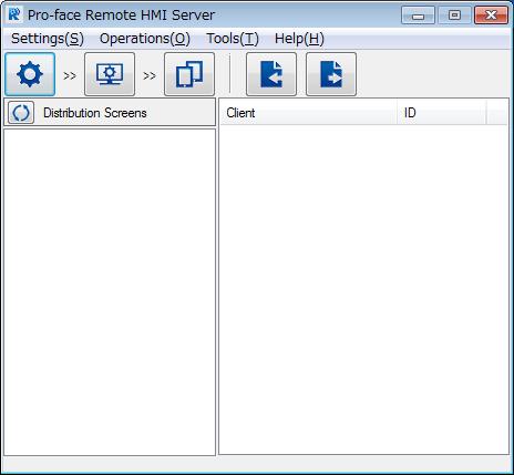 4. Setting Menu When you start Pro-face Remote HMI Server, the following screen is displayed.