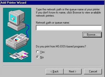 appears, Click Next. Select Network Printer.