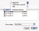 Setting up Apple Talk or LPR Printing in Mac OS X (continued) Select the printing protocol preferred, Apple- Talk or LPR Printers using IP.