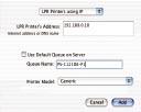 Setting up Apple Talk or LPR Printing in Mac OS X (continued) LPR Printers using IP protocol: When you select LPR Printers using IP Protocol, this window will appear.