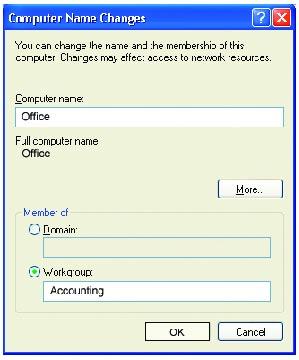 Networking Basics (continued) How to assign a Name to your Computer In this window, enter the Computer name Select Workgroup