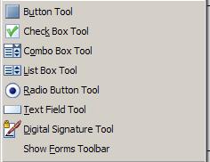 Objective 2: Insert Text Fields on the form. To Insert Text Fields 2. Click Tools on the Menu bar, point to Advanced Editing, then point to Forms. 3. From the Form menu, click Text Field Tool. 4.