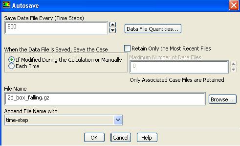 9. Set the auto save option. Calculation Activities (a) Enter 100 for Autosave Every (Time Steps) and click Edit... i. Enable Retain Only the Most Recent Files. ii.