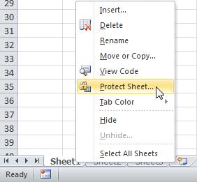 Protect Sheet When you share a file with other users, you may want to protect a worksheet to help