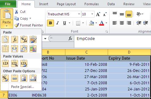 Steps: 3) On a worksheet, select the cells that contain the data or attributes that you want to copy. 4) On the Home tab, in the Clipboard group, click Copy.
