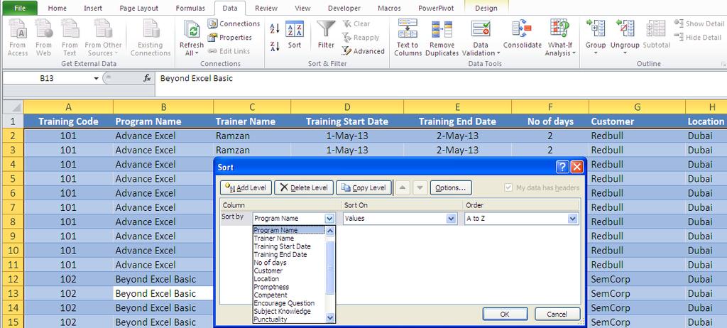 Sorting lists is a common spreadsheet task that allows you to easily reorder your data. The most common type of sorting is alphabetical ordering, which you can do in ascending or descending order.