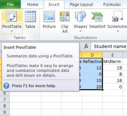) Pivot Tables Pivot Tables allow you to focus in on certain parts of your data to make your spreadsheet more manageable.