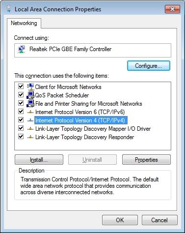 For Windows 7 OS Double-click Internet Protocol Version 4 (TCP/IPv4) Click OK Select