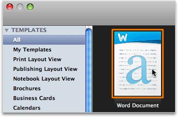 Let's use the Word Document Gallery to open a blank document. If you have not already opened Word, on the Dock, click Word.