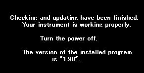 5. Installing the version update data. Press the [] button in the Rhythm section on the panel. The following display appears. Supplemental instructions If you are using a STAGEA with a version of 1.