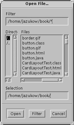 16 CHAPTER 1: ABSTRACT WINDOW TOOLKIT OVERVIEW 1.4.4 Dialog and FileDialog A Dialog is a Window that accepts input from the user.