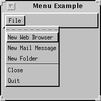 Currently, menus can only appear within a Frame, although this will probably change in the future. A Menu is a fairly complex object, with lots of moving parts: menu bars, menu items, etc. Java 1.