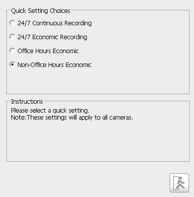 E.1.2. Quick Recording Settings This setting will apply to all cameras. For user convenience, the system provides four different recording methods for user to choose. 24/7 Continuous Recording.