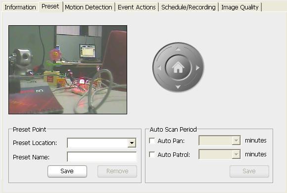 Preset Point Preset Location specifies the IP camera to point to. Preset Name specifies the IP camera pointer position name. STEP 1: Use the PT Control interface to adjust the direction of IP camera.