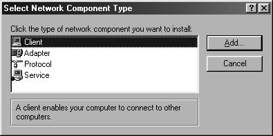 Gigaset SE587 WLAN dsl / eng / A31008-N1083-L171-1-7619 / configure_network.fm / 12.12.2007 Local network configuration ì Select Client as the network component type and click Add.