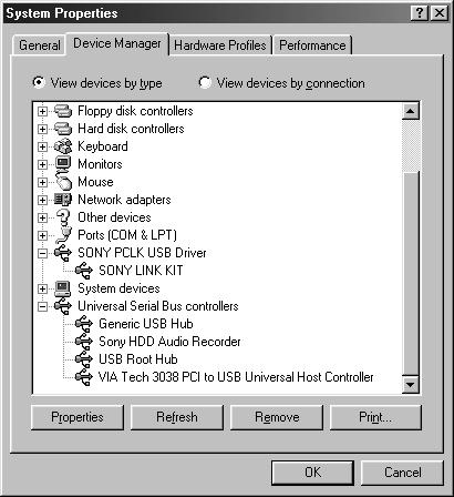 Preparation Verifying the status of the installed device Be sure to check the status of the installed devices before you start up M-crew for HAR-D1000. The following procedure is for Windows98/98SE.