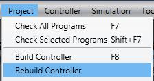 3 Select Rebuild Controller from the Project Menu.