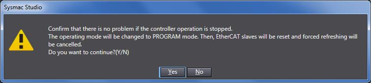 9 A confirmation dialog box is displayed. Confirm that there is no problem, and click Yes.