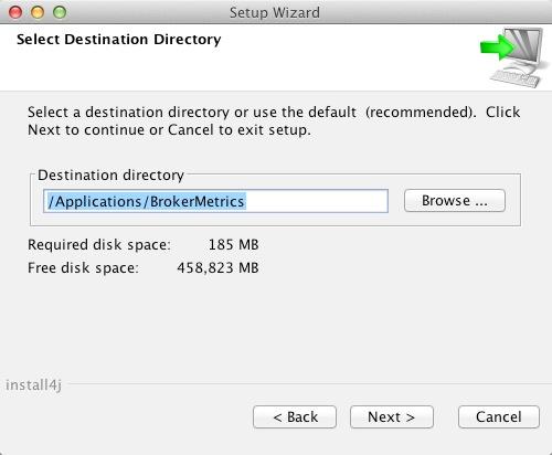 Select Next > Use the suggested default Destination directory (recommended) or select a new directory.