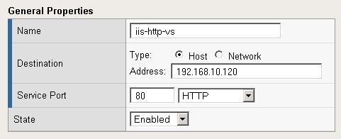 Manually Configuring the BIG-IP LTM for Microsoft IIS 6. In the Service Port box, type 80, or select HTTP from the list. Figure 2.4 Creating the IIS virtual server 7.
