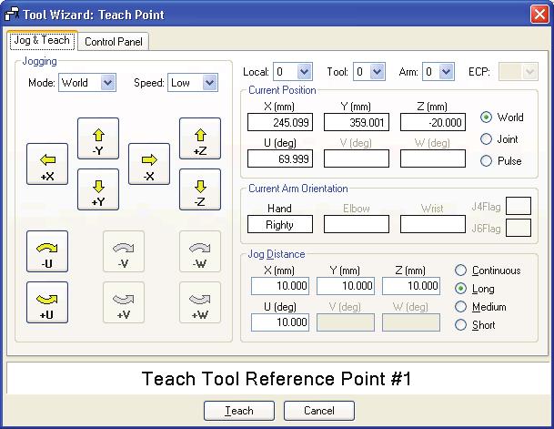 5. The EPSON RC+ 5.0 GUI Using the Tool Wizard 1. Open the Robot Manager and click on Tools to show the Tools page. 2. Click the Tool Wizard button.