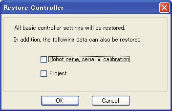 Click on the Restore Controller button to open the Browse For Folder dialog. NOTE 3. Select the drive and folder where the information is stored.
