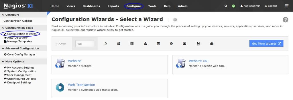 Running A Wizard To begin using one of the wizards, navigate via the top menu bar to Configure > Run a configuring wizard, and select the required wizard from the list.