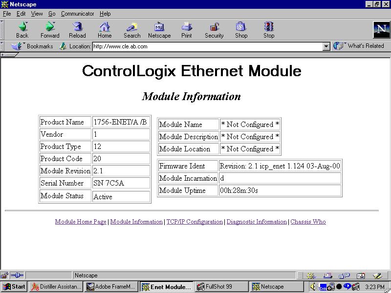 B-2 1756-ENET/B Module Web Pages Module Information The Module Information page