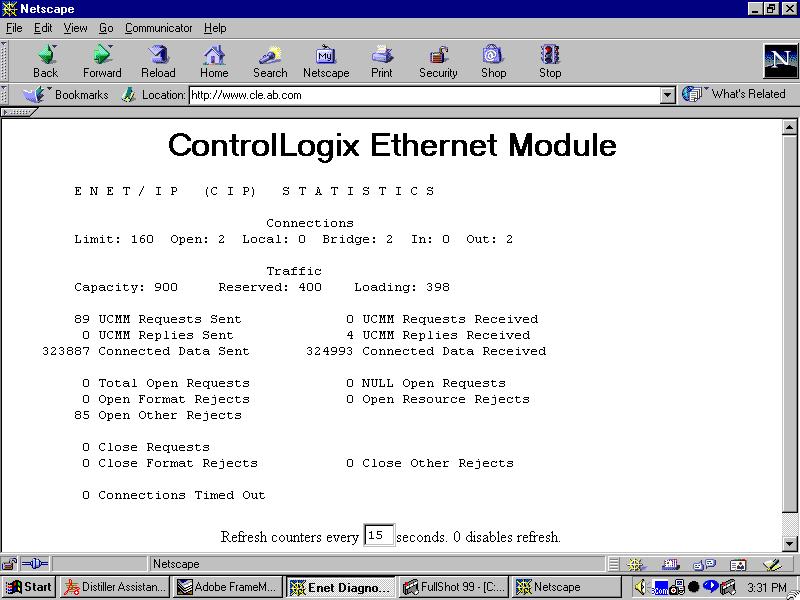 B-4 1756-ENET/B Module Web Pages This page provides access to detailed ENET/IP diagnostics.