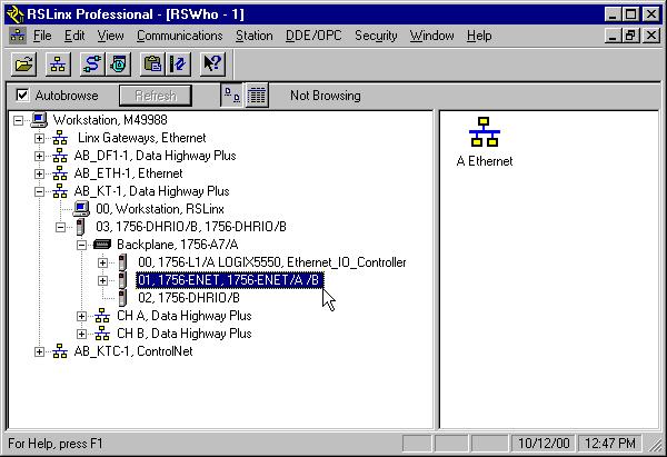 Configuring the Ethernet Module 4-3 The following example uses the Data Highway Plus