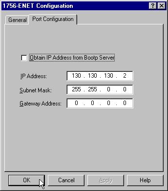 Enter the desired IP Address, Subnet Mask, and Gateway Address.