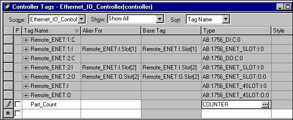 Rack Optimized I/O 5-13 2. Select the Edit Tags tab at the bottom of the Controller Tags window.