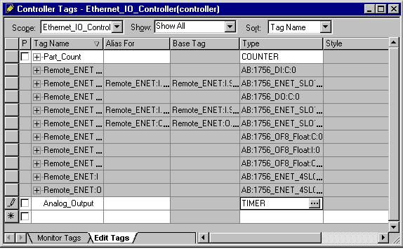 Analog I/O with Direct Connection 6-9 The tag editor will become